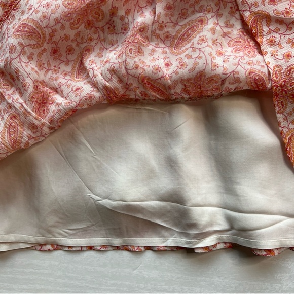 PAIGE Giannina Dress Womens Small Orange Paisley Silk Chiffon Short Sleeve - Picture 12 of 16